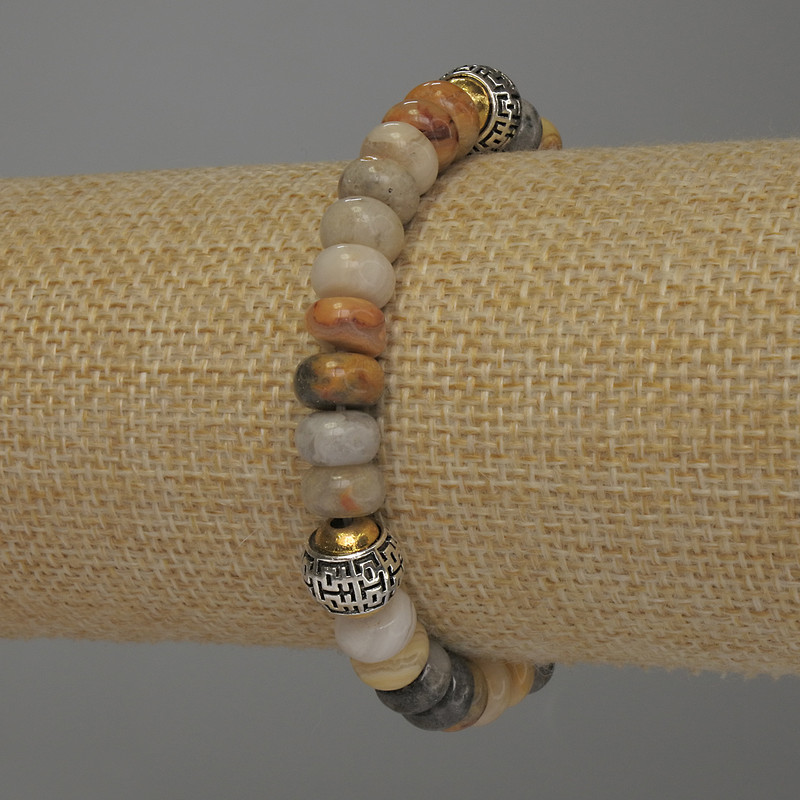 Jasper Rondelle Bracelet, 8x5mm, with 10mm bead insert, 18 cm length, stretch