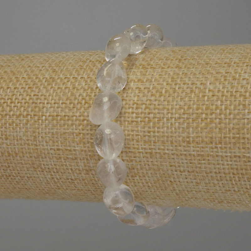 Bracelet with rock crystal faceted beads, diameter 10-12x10 mm, length 18 cm stretch