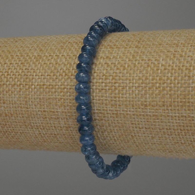 Aquamarine Rondelle Bracelet, 6x4 mm diameter, 18 cm length, stretch