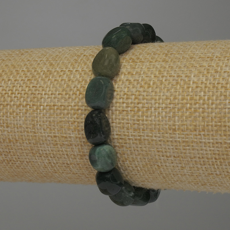 Green Jasper Faceted Bracelet, diameter 10-12x10 mm, 18 cm stretch