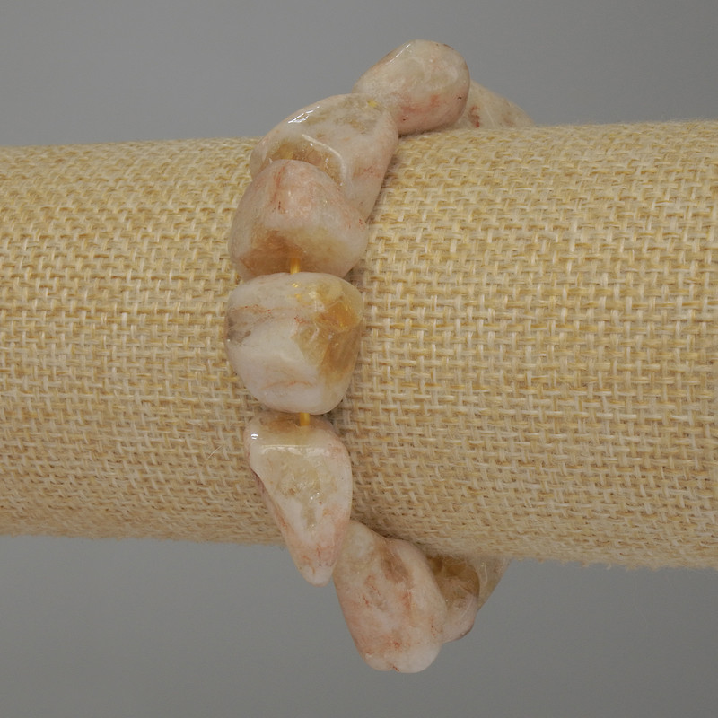 Citrine bracelet with natural unpolished faceted stones, diameter 14-20×14 mm, length 18 cm, stretch