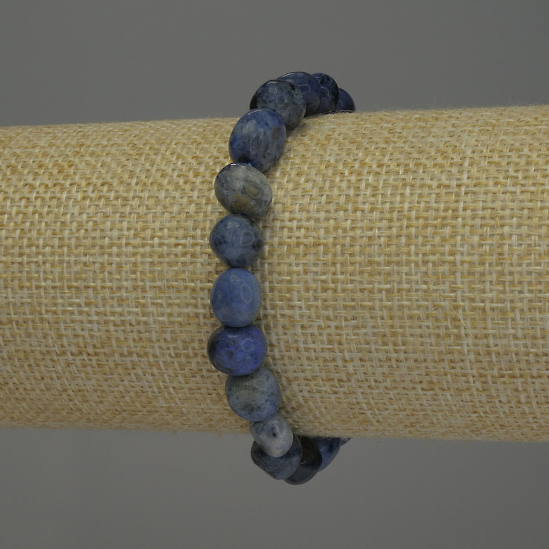 Sodalite Bracelet with Faceted Beads, 9×8 mm Diameter, 18 cm Length +/- Stretch