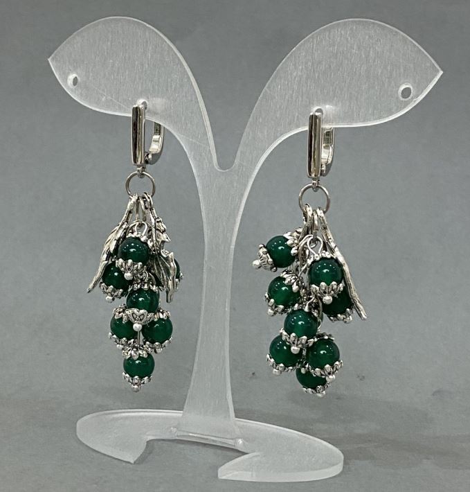 Earrings 'Grona Cat's Eye Bead' 6mm, length 57mm