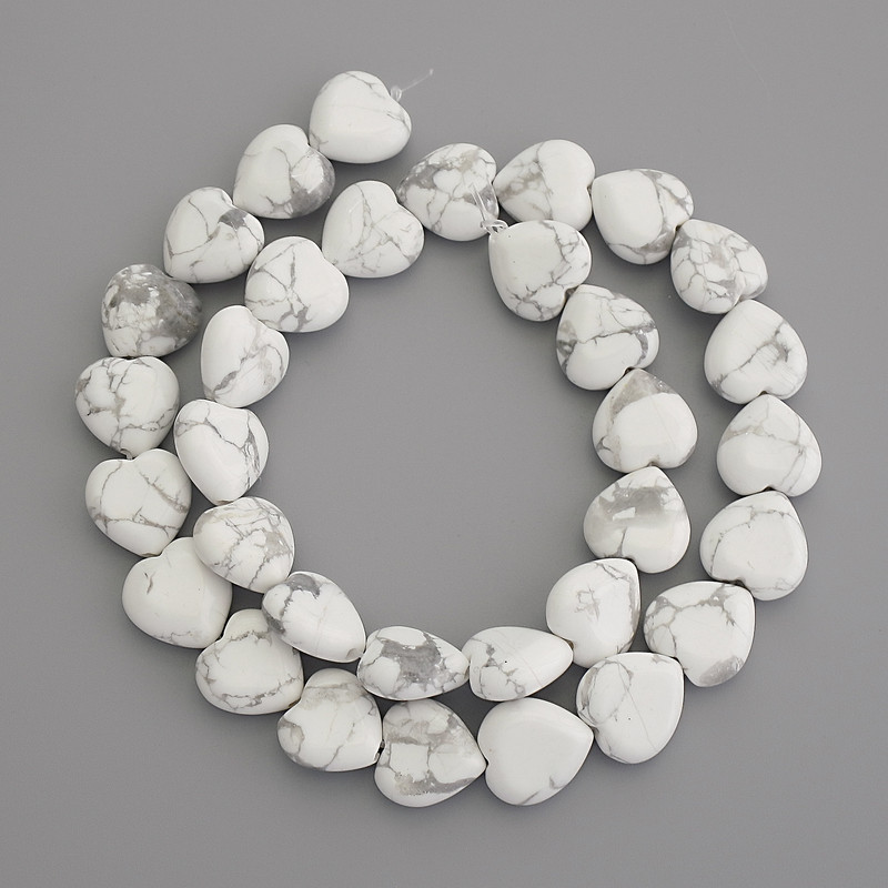 Kaholong Heart Beads, Natural Stone, 12×12 mm, on Thread, 39 cm Length+