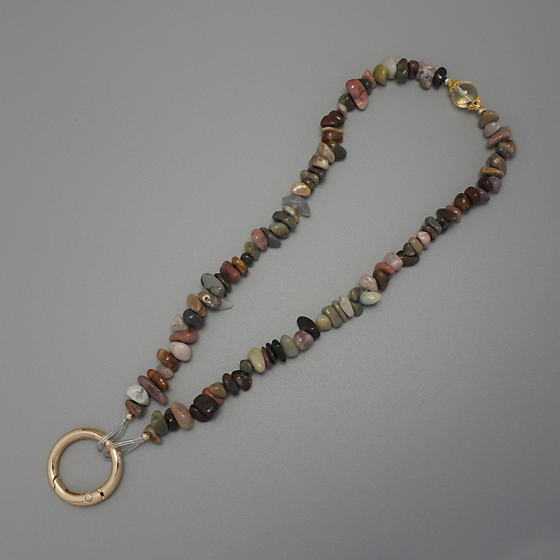 Keychain with Jasper chips 6-10×2-5 mm and ring, ring diameter 24 mm, total length 40 cm (bead length 37 cm)