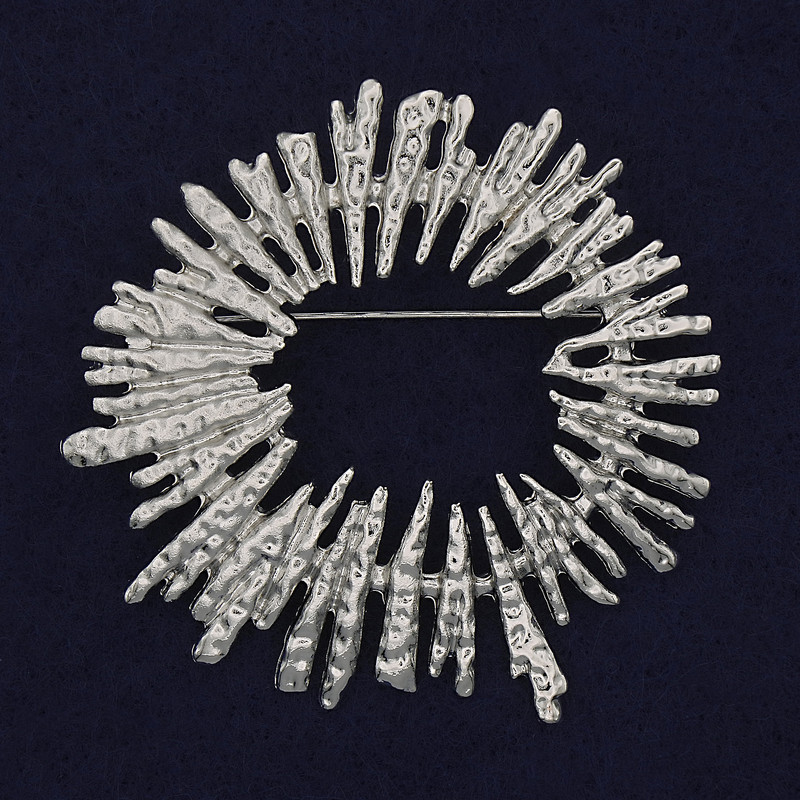 Accent Brooch, Silver-Toned Metal, 54×56 mm