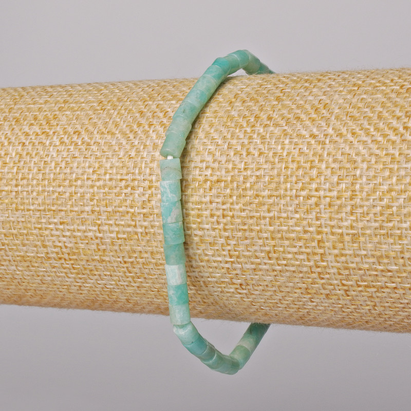 Amazonite bracelet, natural stone, faceted cut, 4x4 mm diameter, 18 cm length (stretch)