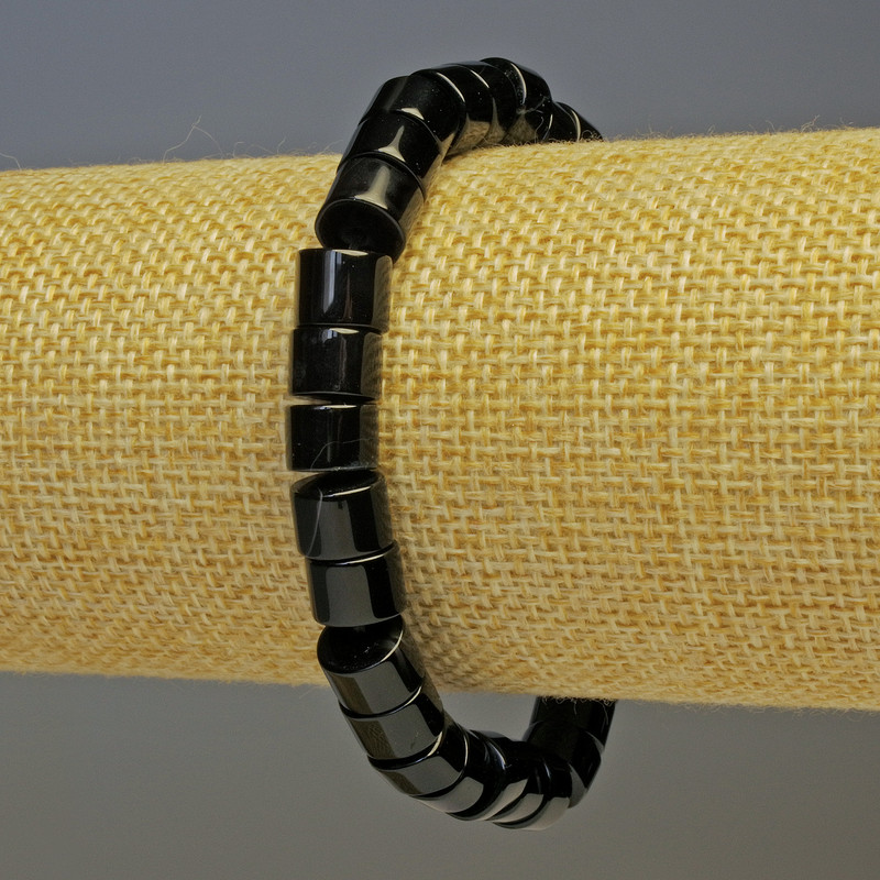 Agate Cylinder Bracelet, 8×5 mm diameter, 18 cm length, stretch bracelet