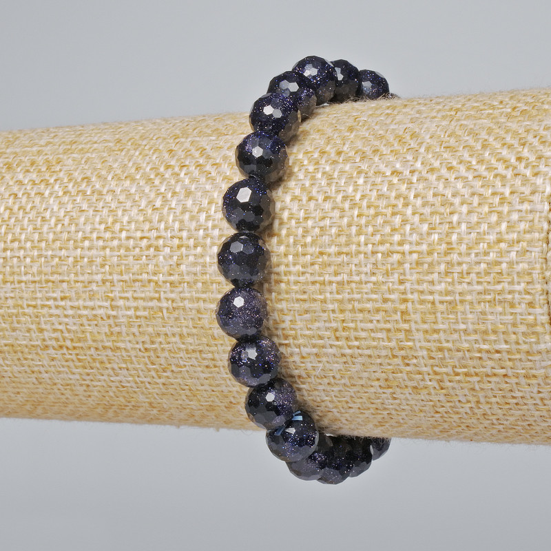 Aventurine Bracelet Kaira Night (synthetic) faceted bead, diameter 8mm+-, length 18cm+- (stretch)