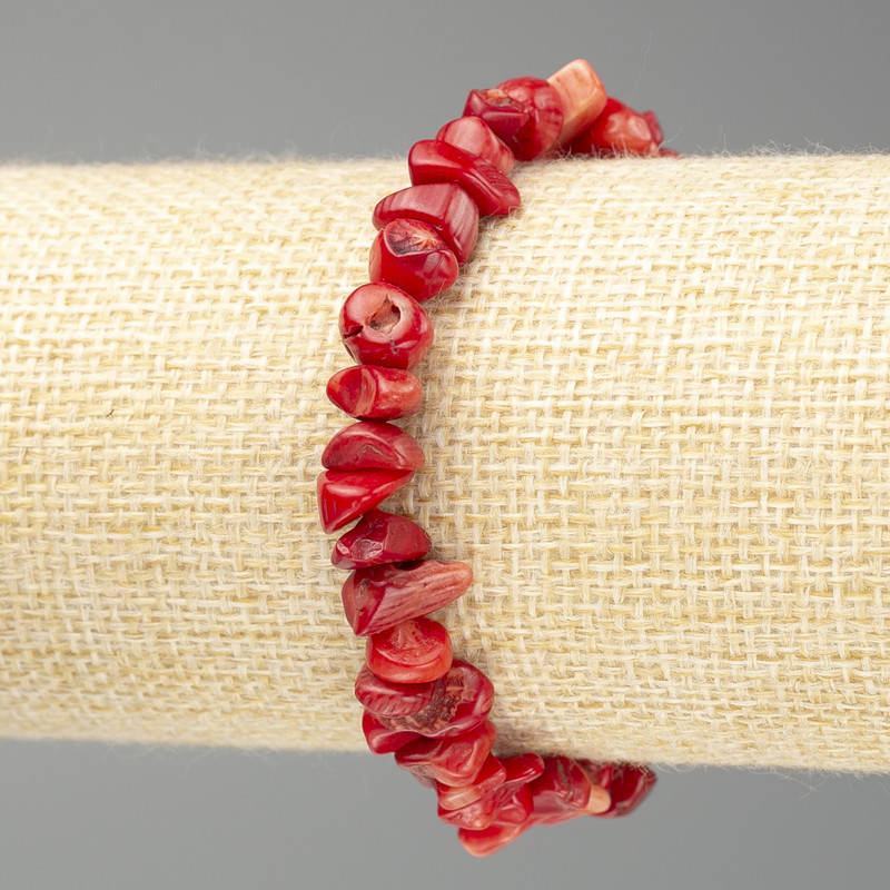 Bracelet made of coral granules, 6×3 mm diameter, 18 cm length (stretch)