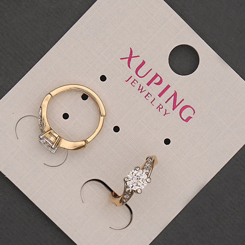 Xuping Hoop Earrings with White Crystal, 4mm Diameter, 14mm Length, 18K Gold Plating