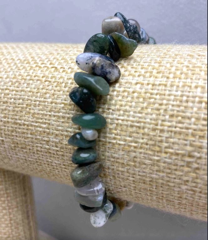 Bracelet with Moss Agate, Natural Stone