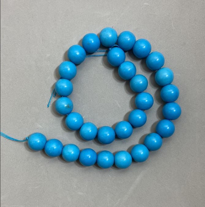 Turquoise Beads - Smooth Round Balls, 14mm Diameter ±, 40cm Length ±
