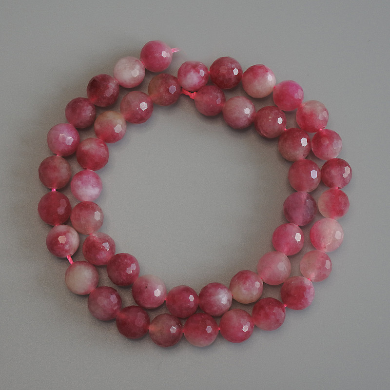 Faceted Tourmaline Beads 8mm on Thread, 37 cm Long