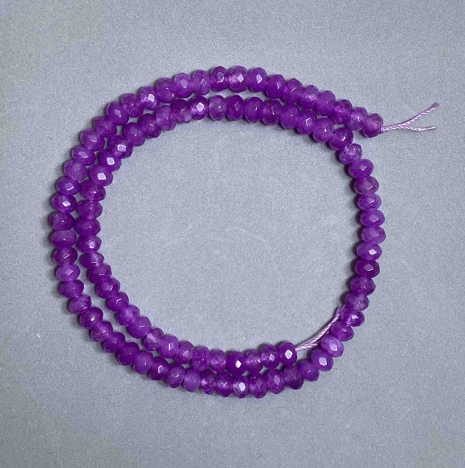 Lavender Amethyst Beads, Faceted Rondelle 6x4mm, on Thread, 37 cm Length+