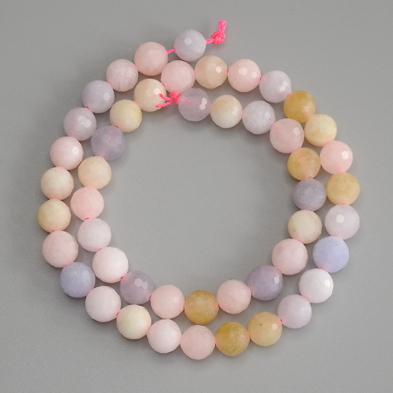 Morganite beads faceted ball, 8 mm diameter, 37 cm length