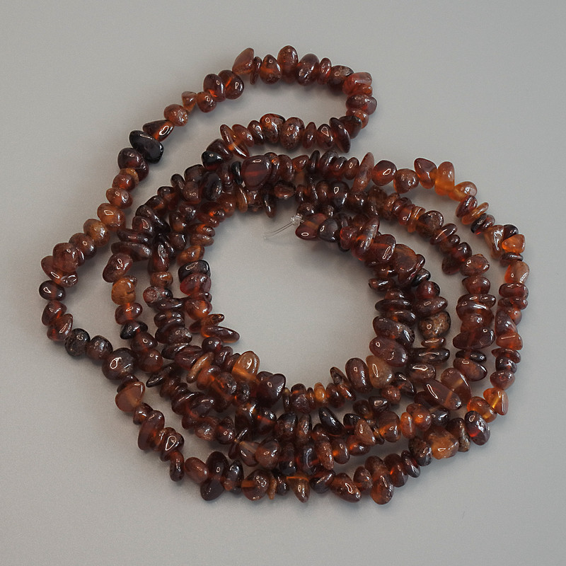 Hessonite Garnet Chip Beads, 7-9×4 mm, 80 cm +/- on beading thread