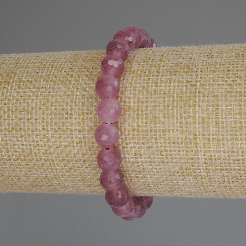 Tourmaline Bracelet with Faceted Beads, 8 mm Diameter, 18 cm Length (Stretch)