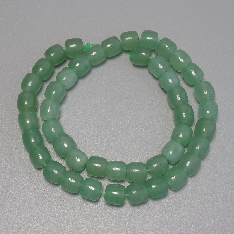 Nephrite Beads: Rounded Cylinders, 8×8 mm, 36 cm length on thread