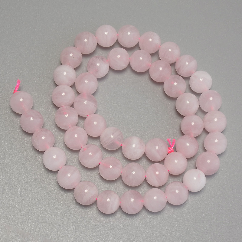 Beads Madagascar Pink Quartz – Smooth round beads, 8.5 mm diameter, 39 cm length