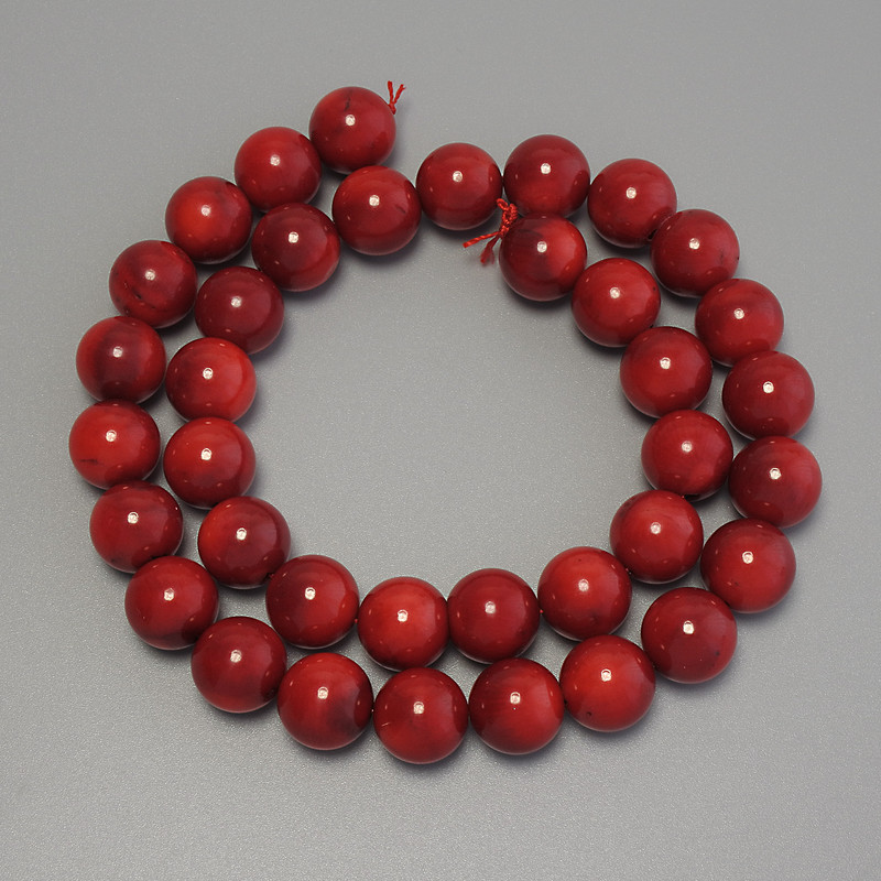 Coral Beads Smooth Ball 11mm, Length 41 cm on Thread