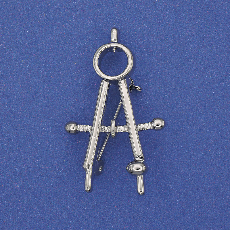 Brooch Compass silver-tone metal 41x24mm+