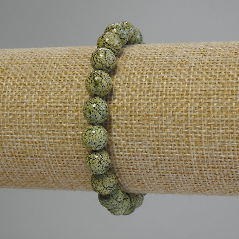 Serpentine Bracelet with Smooth Beads, 8mm Diameter +/-, Length 18cm +/- (Stretch)