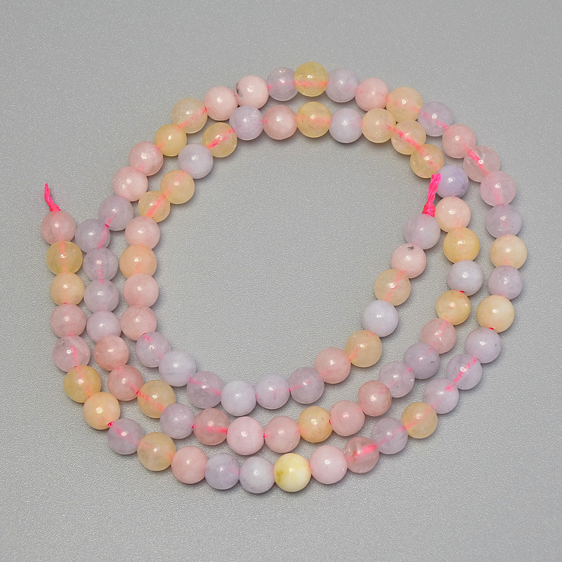 Morganite Beads, Smooth Round Ball, 4–5 mm, on Thread, 38 cm Long