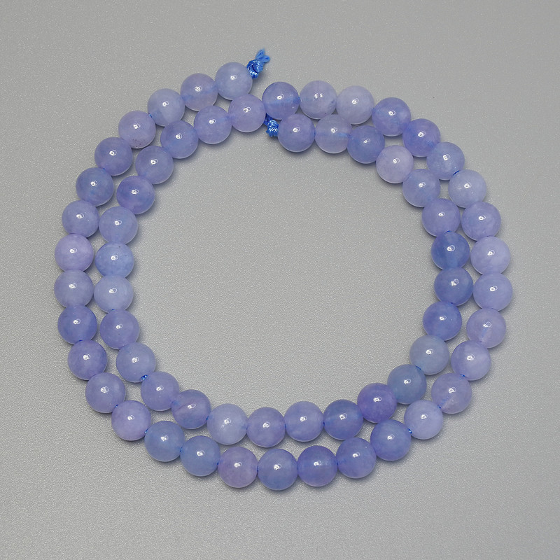 Aquamarine Beads, Smooth Round Bead, 6 mm Diameter ± on a Thread, Length 38 cm+