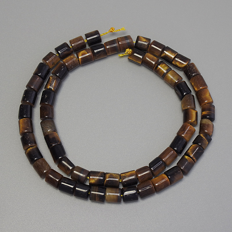 Tiger's Eye Beads Cylindrical, diameter 6x6mm, length 38cm on thread