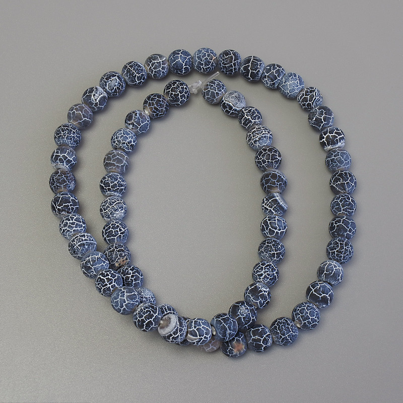Frosted Agate Beads on Thread, Smooth Bead, 6mm Diameter, 35cm Length
