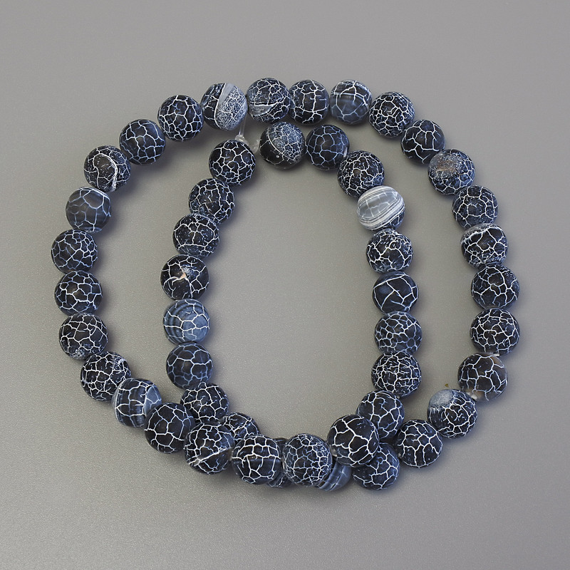 Frosted Agate Beads on Thread, Smooth Round Beads, 8 mm Diameter, 36 cm Length