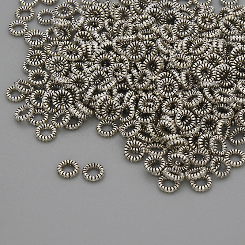 Bead Insert Findings, Silver-Tone Metal Color, 4×1 mm with hole ~2 mm, packaging 20 g (~350 pcs)