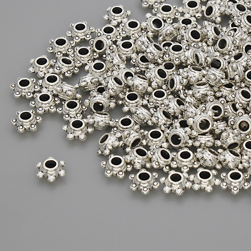 Bead insert findings, metal color silver, diameter 5×2.5 mm, hole diameter ~2.8 mm, packaging 20 g (~130 pcs)
