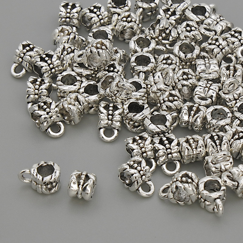 Bail findings, metal color silver, diameter 4.5×7.5 mm, hole diameter ~3 mm, packaging 20 g (~60 pcs)