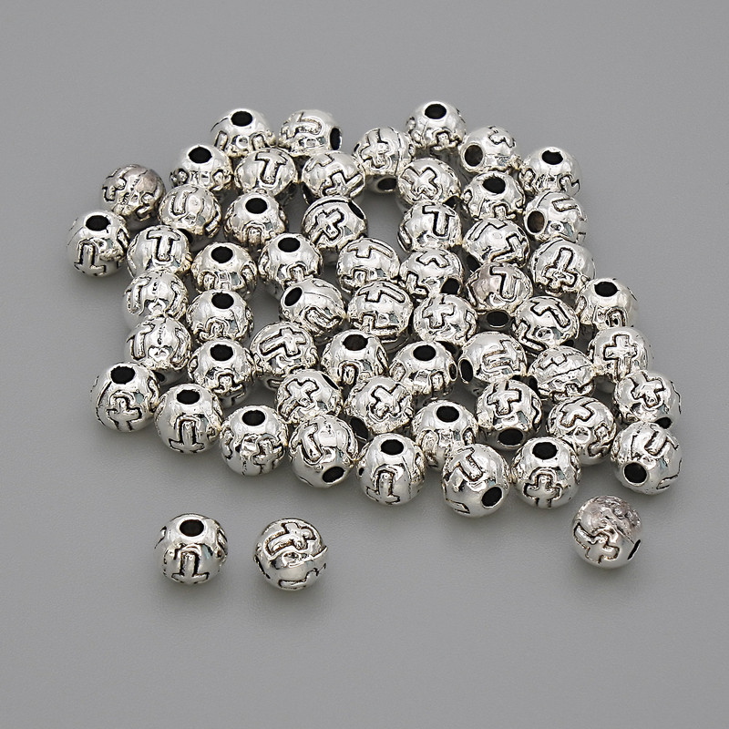 Bead insert findings, silver metal color, 5 mm diameter with ~1.5 mm hole, packaging 20 g (~60 pcs)