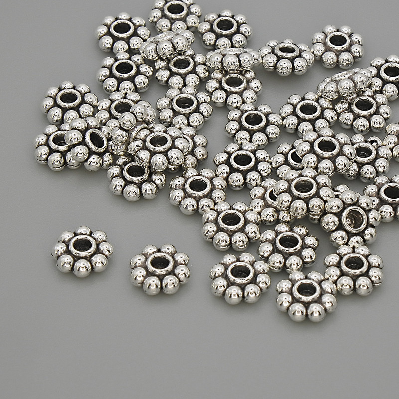 Bead finding - inlay, metal color Silver, size 7.5 x 3 mm, hole diameter 2.3 mm, packaging 20 g (~41 pcs)