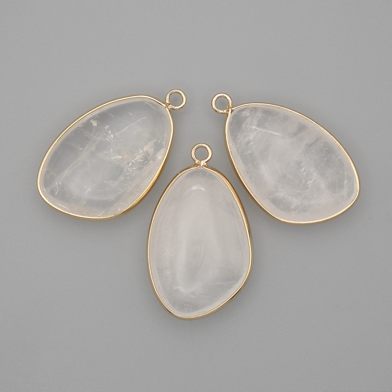 Rock crystal pendant in a gold-tone metal setting 21×35 mm+