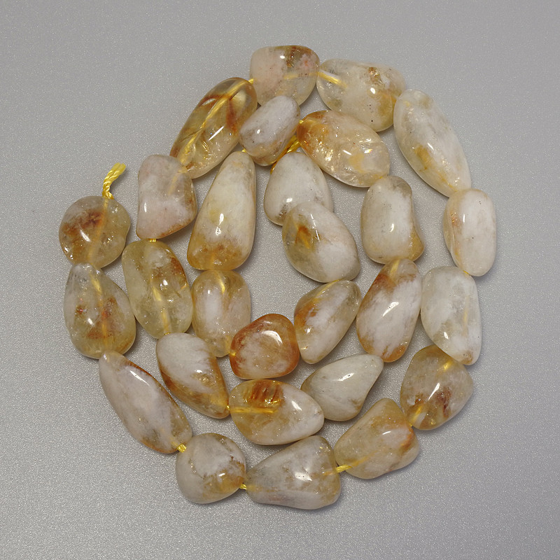 Citrine faceted teardrop beads, diameter 14–16×11 mm ±, on a thread, length 40 cm+