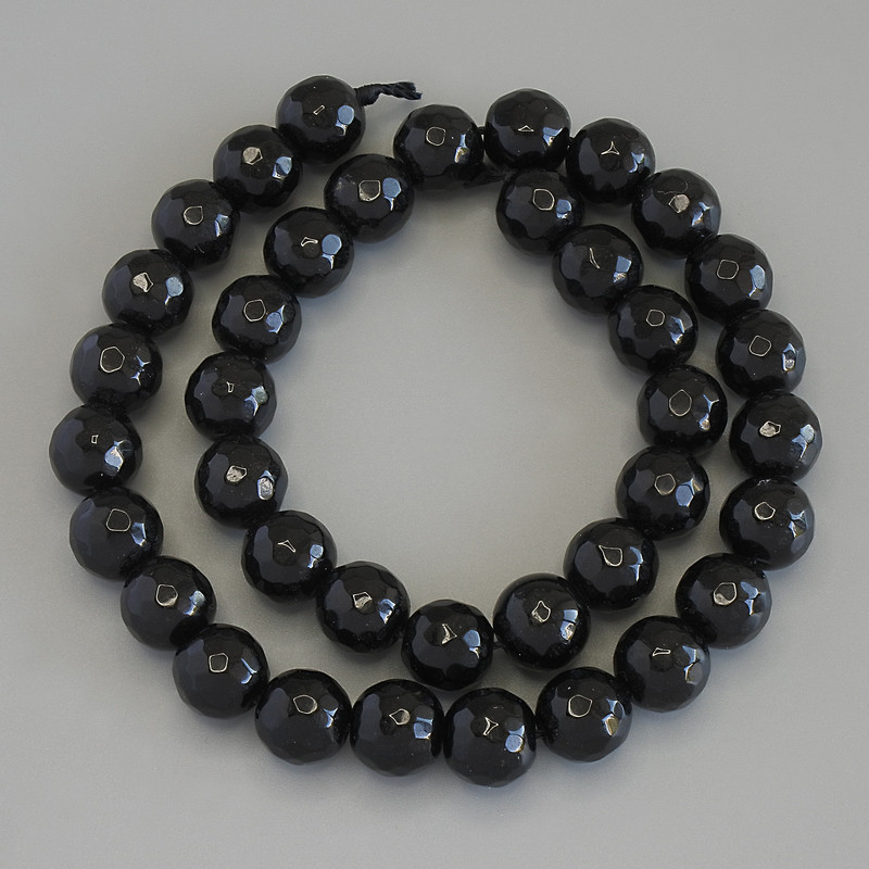 Faceted Agate Beads Round Ball, 10 mm Diameter ± on Thread, 36 cm Length