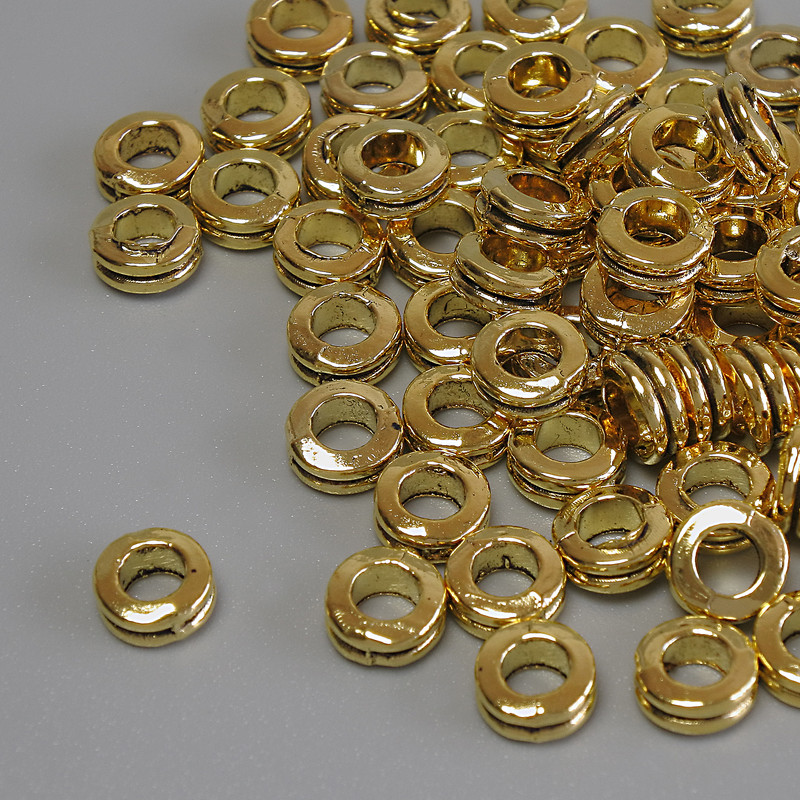Gold-tone bead insert findings, diameter 6×2.5 mm, hole diameter ~3.5 mm, packaging 20 g (~74 pcs)