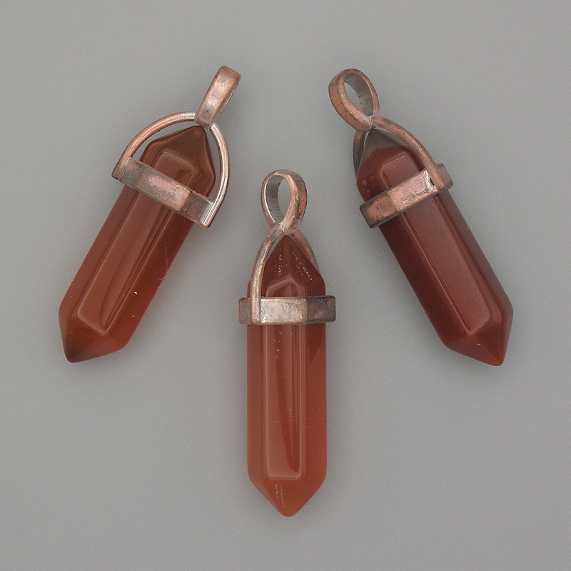 Clearance! Carnelian Hexagonal Crystal Pendant 8x31x41 mm+