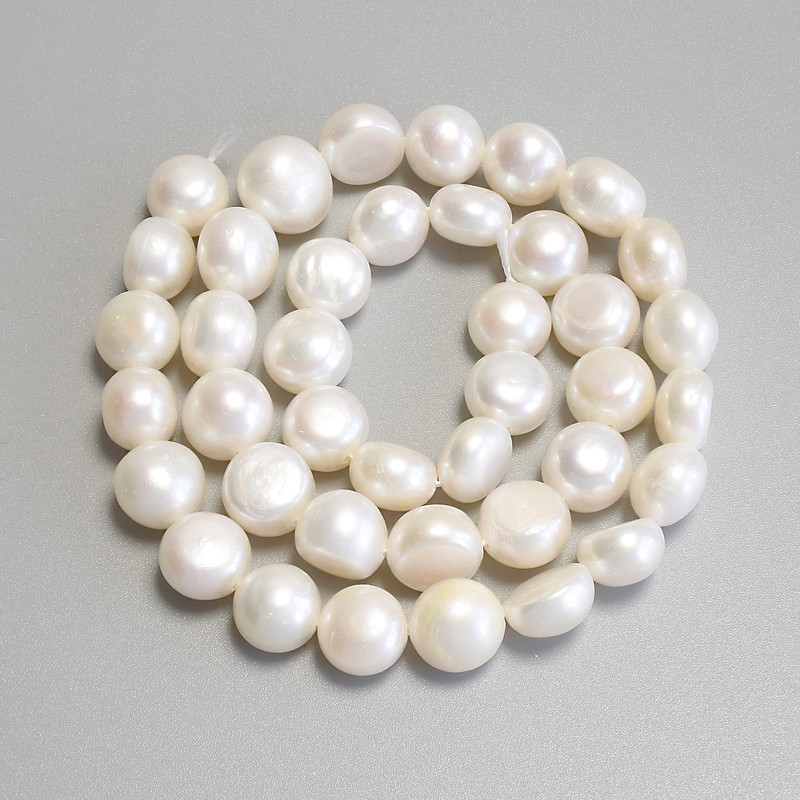 River Pearl Beads, 8-9 mm diameter on a strand, length 35 cm+