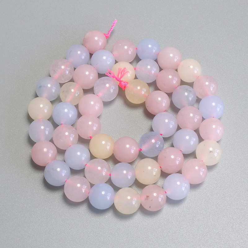 Morganite Beads - Smooth Round Bead, 8mm Diameter ± on Thread, 38cm Length