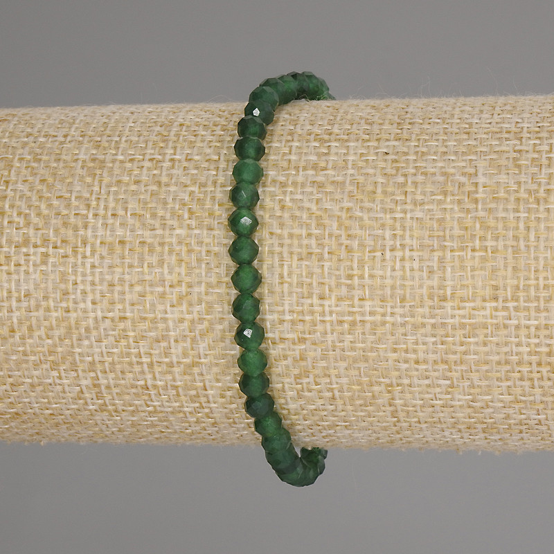 Chrysoprase bracelet with a faceted bead, 4 mm diameter, 18 cm length, elastic