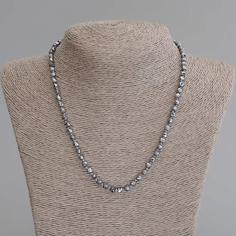 Necklace with terahertz in the form of faceted cubes, 4×4 mm, length 50 cm ± with clasp