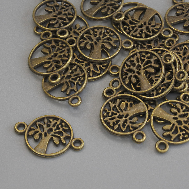 Bronze-colored connector findings, 18×12 mm, hole diameter 1.6 mm, pack of 22 pcs ±