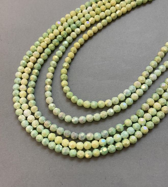 Czech Crystal Beads Multicolor with Gasoline Spray Finish on Thread, Faceted Bead, 6mm Diameter + -, Length 38cm +