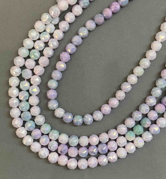 Намистини Чеський Кришталь мультиколір на нитці гранована кулька, діаметр 8мм + -, довжина 38см +