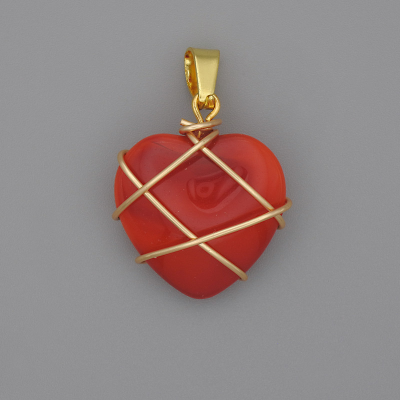 Heart Pendant in a Woven Tourmaline Setting, 21×21 mm, overall diameter ~30 mm